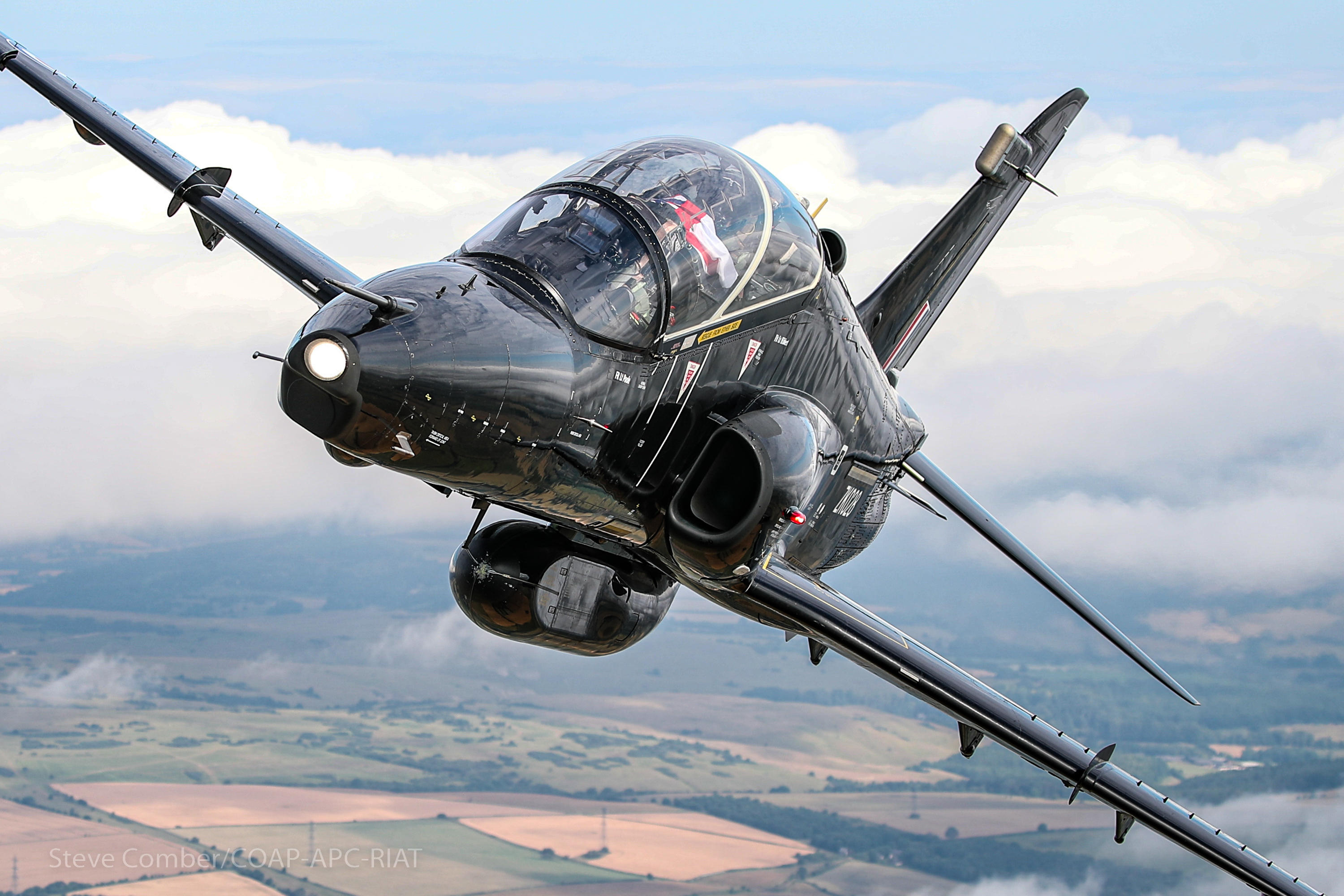 Image shows Hawk T2 aircraft in flight.